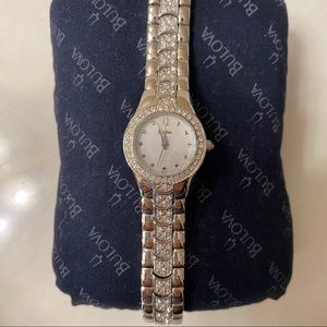 Bulova Silver watch with clear crystal.